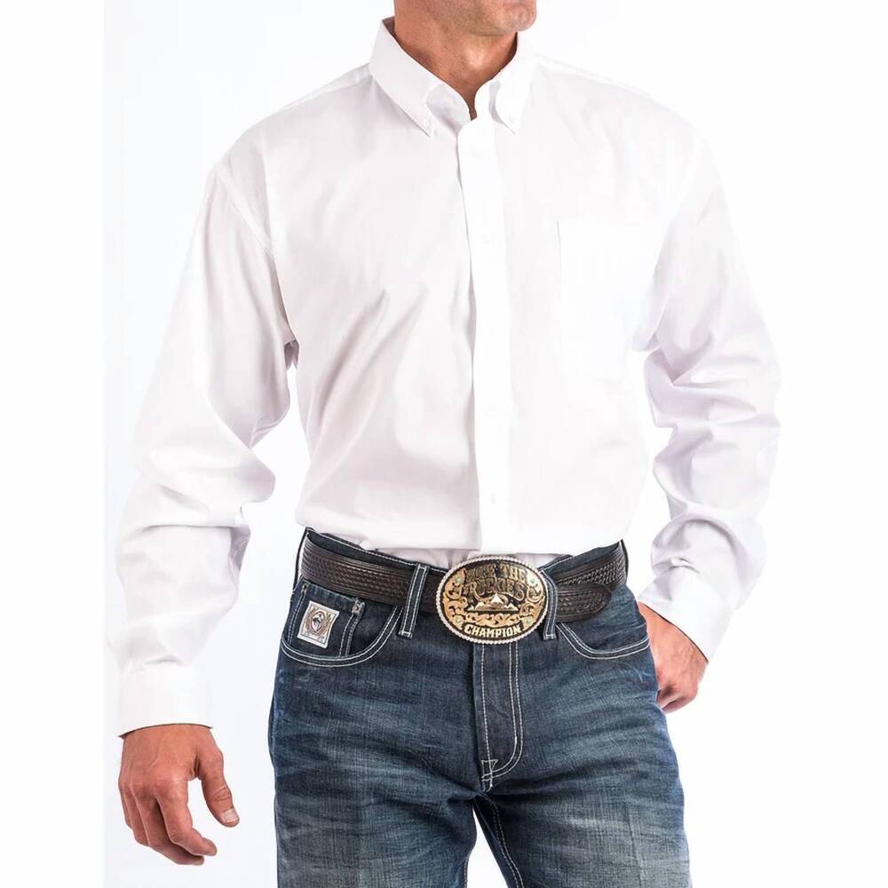 NEW CINCH solid button-down shirt in white